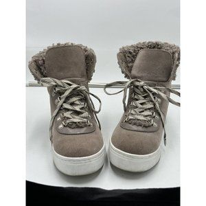 NEW Sam Edelman Luther Hi Top Fashion Sneakers Sz 8.5 Suede Faux Shearling